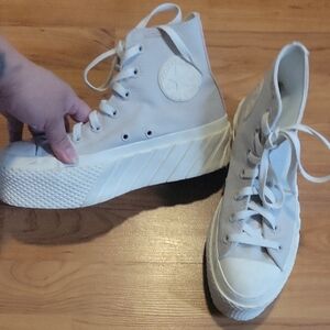 Converse Cream Platform High-Top Sneakers